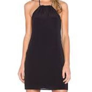 NBD x Naven Twins Hopeless Halter Black Mini Dress Gold Zipper Back Bow Tie Sm